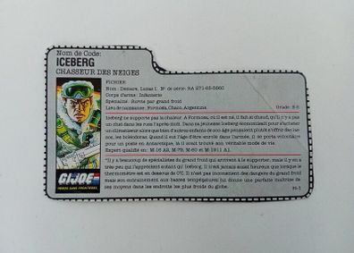 Hasbro GI Joe French Filecard for Iceberg