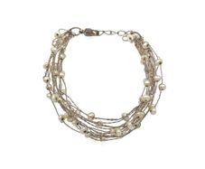Vintage 925 Sterling Silver & Freshwater Pearls Bracelet