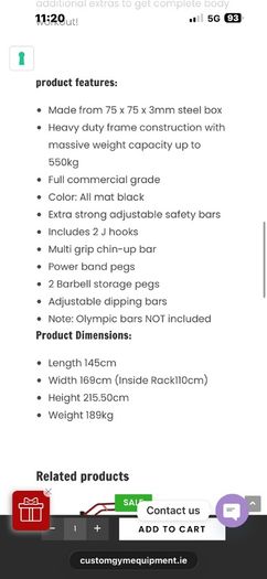 550KG RATED  Branded Heavy Gauge Steel Full Pro Power Rack!!!