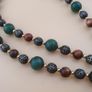 Vintage Jade & Tiger Eyes Stones Beads & Old Brass Beads Necklace Image 4