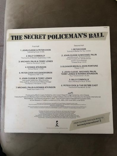 The Secret Policemans Ball Vinyl Album Comedy Billy Connolly