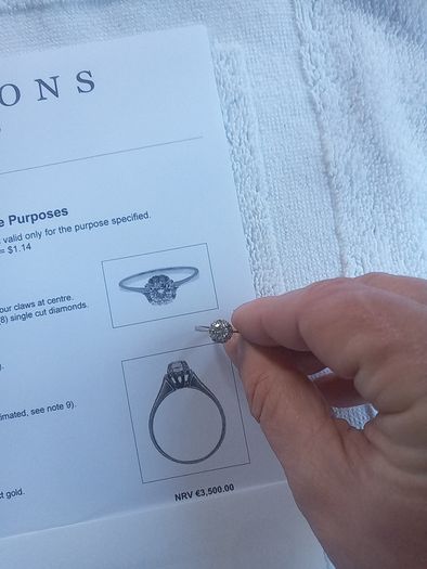 Diamond cluster engagement ring with papers