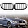 x2 Front Grilles For BMW E90 E91 Lci 2008-2011 Gloss Black Kidney Grills Image 3
