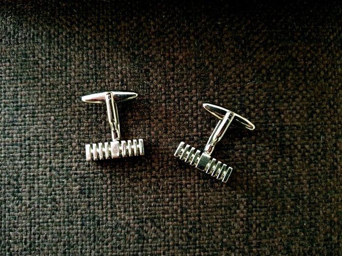 4 Pairs Men's Cufflinks - Silver & Blue Modern Designs