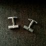 4 Pairs Men's Cufflinks - Silver & Blue Modern Designs Image 7