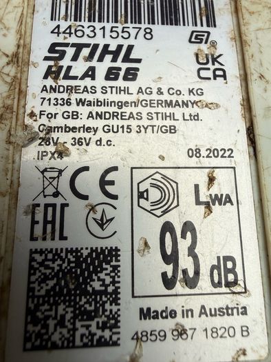 Stihl HLA 66 Long Reach Hedge Trimmer Battery Body Only Year 2022