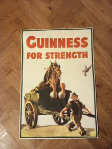 Guinness  For Strength authentic print by Irish museum  no 9 in a series  from original artwork by John Gilroy 1949 guinness Ltd authentic advertising 1980scomes from a demolished pub great presents gift man cave collectors bar memorabilia signs vinta