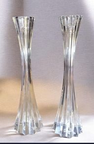 Pair of Tipperary Crystal Ribbed Candlesticks