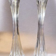 Pair of Tipperary Crystal Ribbed Candlesticks