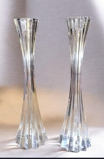 Pair of Tipperary Crystal Ribbed Candlesticks