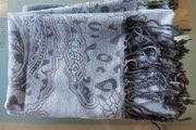 Grey &amp; Silver Jacquard Scarf/Shawl - New