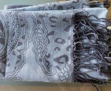 Grey & Silver Jacquard Scarf/Shawl - New
