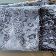 Grey & Silver Jacquard Scarf/Shawl - New