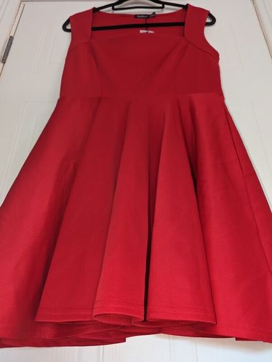beautiful square neck, skater, midi dress from Boohoo