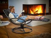 Rocking Lounger, 360 Rocking, Includes Cushion, Steel Sun Lounger, charcoal