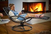 Rocking Lounger, 360 Rocking, Includes Cushion, Steel Sun Lounger, charcoal