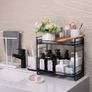 Bathroom Organizer Countertop, Metal 2-tier Bathroom Storage Shelves Tray Shower Caddy Kitchen Shelf for Bathroom Kitchen Office Organization, Black Image 3