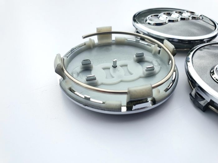 Set/4x 61mm AUDI Gloss GREY 3D alloy wheel centre caps cap 4M0601170JG3 Hub Cover