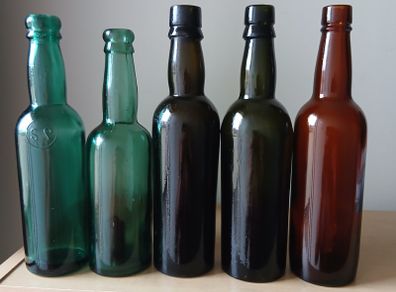Lot of 5 vintage Guinness bottles