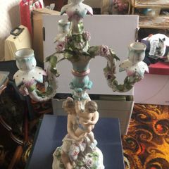 Antique German Porcelain 3 Branch Candelabra