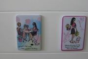 Ideal gift, 2 pink and pastel ladies coffee and shopping magnets