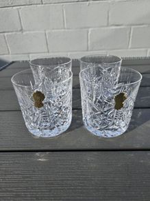 Vintage Set Of 4 Waterford Crystal Large Whiskey Glasses