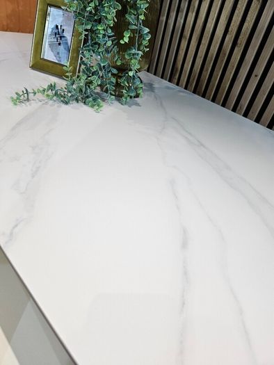 Stone/Ceramics Dining Table with Gold Ends