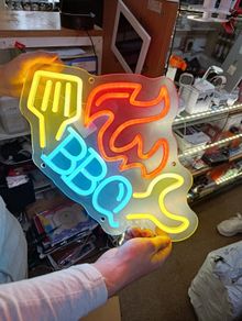 Large Neon Sign BBQ Business Restaurant Man Cave Office Deli