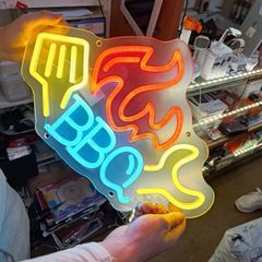 Large Neon Sign BBQ Business Restaurant Man Cave Office Deli