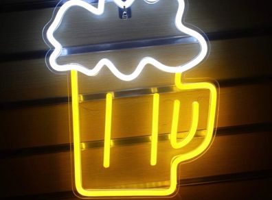 Beer Shaped Neon Sign USB Operated (14.2inch x1 2.2inch)