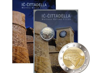 Malta 2 Euro Base Metals Brilliant Uncirculated Coin 2024 - Maltese Walled Cities Cittadella Gozo