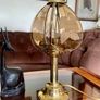 Mid Century Chic Brass Stylised Lamp with Smokey Glass Shade 1970s Image 6