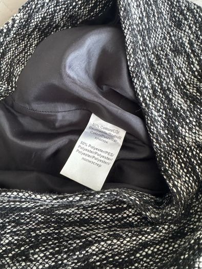 Marble Black & White Tweed Asymmetric Button Midi Skirt - Size EU 38