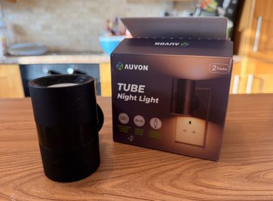 AUVON Plug-in Tube Night Light, 2-Pack, Black, with Box