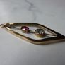 Modernist-style 9ct Gold Pendant, Pink and White Sapphire, London Hallmarked, Geometric Open Design Image 6