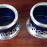 Antique Bristol blue salt cellars,. Image 2
