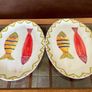Modern Italian Serving Plates X 2 Hand Painted Stylised Fish Decor Ceramiche Alfa Image 2