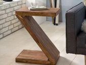 Z Shape Side Table in Solid Sheesham or Acacia Wood  44 x 30 x 59 cm