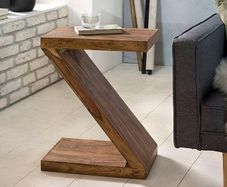 Z Shape Side Table in Solid Sheesham or Acacia Wood  44 x 30 x 59 cm