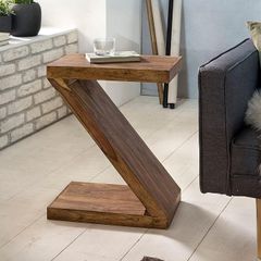 Z Shape Side Table in Solid Sheesham or Acacia Wood  44 x 30 x 59 cm