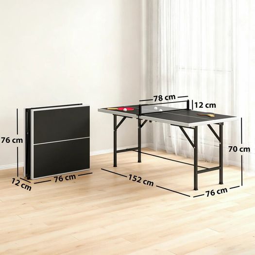 Mini Foldable Ping Pong Table with Net, 2 Paddles & 3 Balls fo