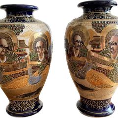 Set of Antique Japanese Satsuma Vases