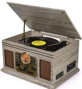 Record Player Vinyl Turntable with Speakers  USB MP3 Playback/Bluetooth/FM Radio/CD And Cassette Player/Vinyl LP Records/SD Card Reader (FREE POSTAGE)