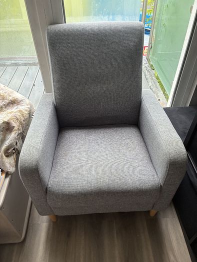 gray armchair
