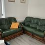 3seater + 2 seater genuine calfskin leather solid French wood Image 2