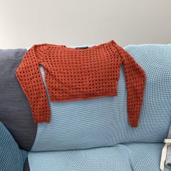 Women's burnt orange/rust colour long sleeve knitted jumper/top