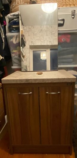 bathroom sink  unit and lighting system , mirror