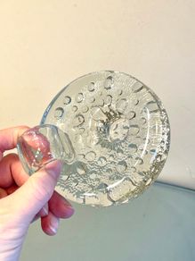 Mid Century Danish Svend Jensen Candleholder, Vintage Bubble Glass
