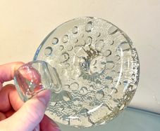 Mid Century Danish Svend Jensen Candleholder, Vintage Bubble Glass