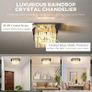 Modern Raindrop K9 Crystal Chandelier, Flush Mount Ceiling Light Fixture, Square Pendant Lamp, 4 G9 Bulbs Required, 32W x 20H cm, for Living Room, Bedroom, Study Room, Silver Image 6